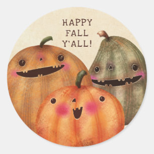 Happy Pumpkins - Cute Halloween Classic Round Sticker
