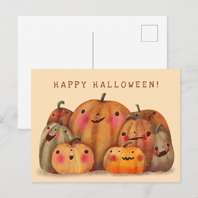 Happy Pumpkins  - Cute Halloween Postcard (Front/Back)