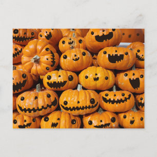 Happy Pumpkins Halloween Fall Season Holiday Postcard