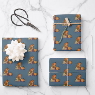 Happy Pumpkins with Candles Wrapping Paper Sheet