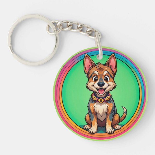 🌸 Happy Pup Colour Pop Fun Cute Charm Style 🌸 Key Ring (Front)