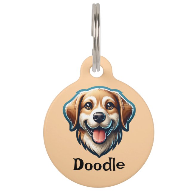 "Happy Pup Custom Tag - Add Name & Contact Info!" (Front)