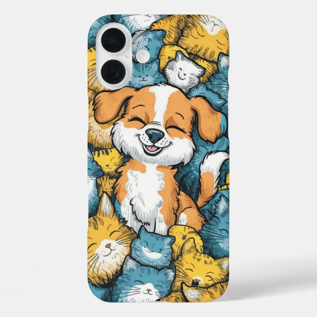 Happy Pup in a Sea of Cats Case-Mate iPhone Case (Back)