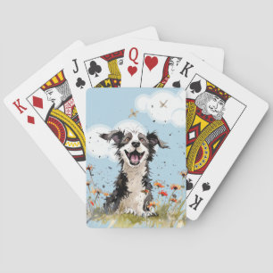 Happy Pup Playing Cards