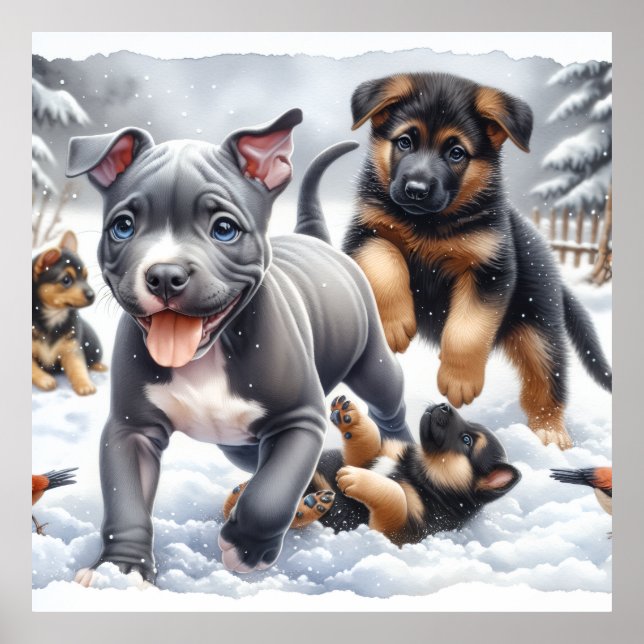 Happy Puppies Play Poster (Front)