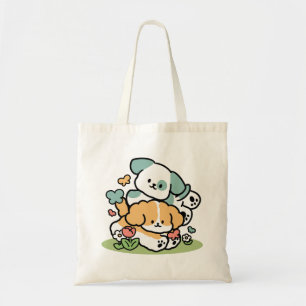 Happy Puppies Rolling Into May – Kawaii Dog Art Tote Bag