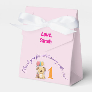 Happy Puppy, 1st Birthday, Girl Party Favour Box