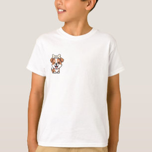 Happy Puppy Balancing a Bone Kids T-Shirt