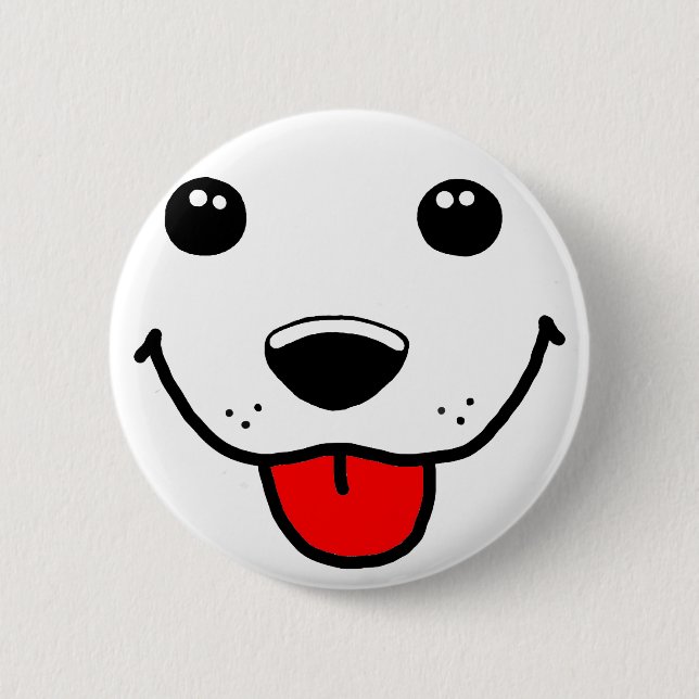 Happy Puppy Face 6 Cm Round Badge (Front)