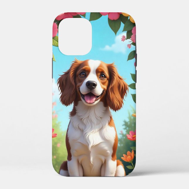 Happy Puppy Floral Joyful Pet Lover Gift Case-Mate iPhone Case (Back)