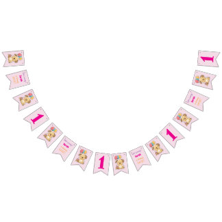 Happy Puppy, Girl, Let's Pawty, 1st Birthday Bunting