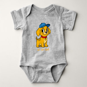 Happy Puppy in Blue Cap Baby Bodysuit