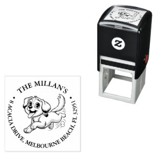 happy puppy lover theme self-inking stamp