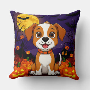 🐾🎃 Happy Puppy Pumpkin Halloween Cosy Joy Vibes  Cushion