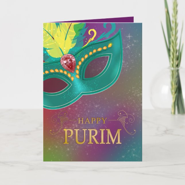 Happy Purim - Chag Purim Jewish Holiday Card (Front)