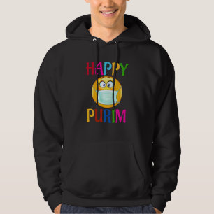 Happy Purim Costume Funny Jewish Face Mask Hoodie