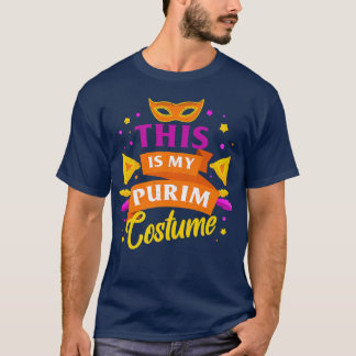 Happy Purim Costume Idea Cute Mask Hebrew Jewish H T-Shirt