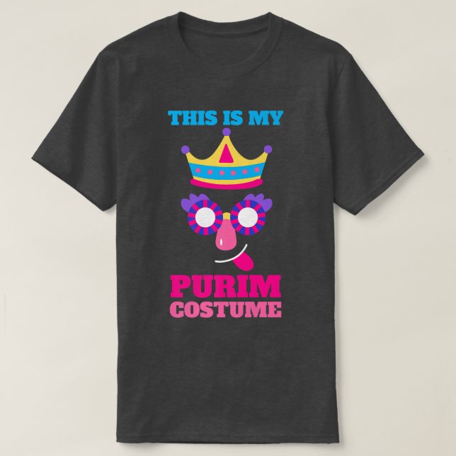 Happy Purim Costume Idea Cute Mask Hebrew Jewish H T-Shirt (Design Front)