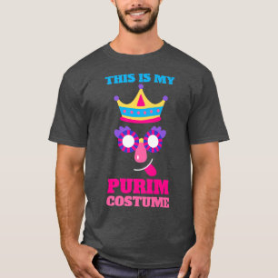 Happy Purim Costume Idea Cute Mask Hebrew Jewish H T-Shirt