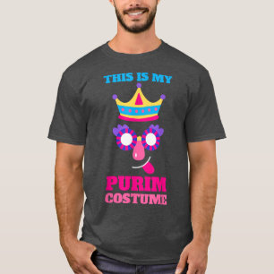 Happy Purim Costume Idea Cute Mask Hebrew Jewish H T-Shirt