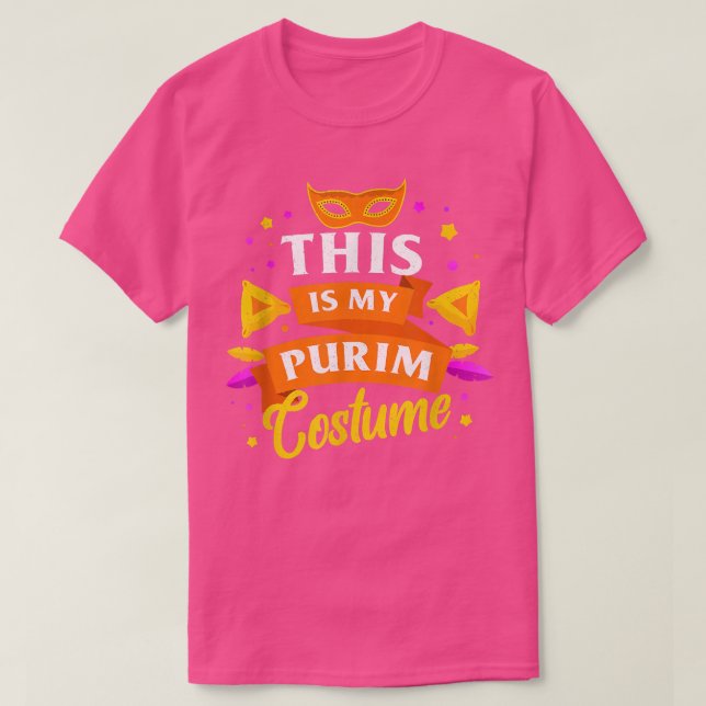 Happy Purim Costume Idea Cute Mask Hebrew Jewish H T-Shirt (Design Front)