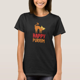 Happy Purim Costume Idea Funny Cat Hebrew Jewish H T-Shirt