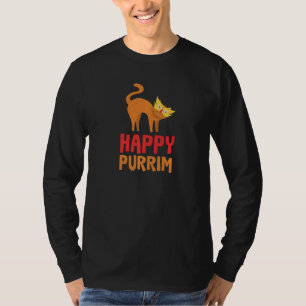 Happy Purim Costume Idea Funny Cat Hebrew Jewish H T-Shirt