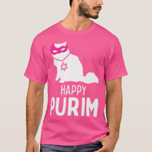 Happy Purim Costume Idea Funny Cat Hebrew Jewish H T-Shirt