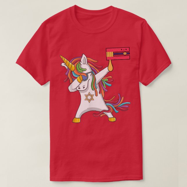 Happy Purim Day Costume Dabbing Unicorn Jewnicorn  T-Shirt (Design Front)