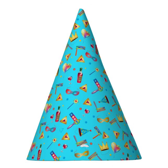 Happy Purim Festival Kids Party Gift Blue Pattern Hat (Right)