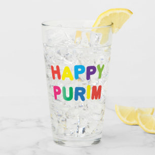Happy Purim Festival Kids Party Pattern Holiday Glass
