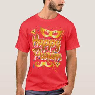 Happy Purim Festival Mask Moustache T-Shirt