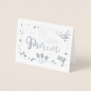 Happy Purim Foil Card