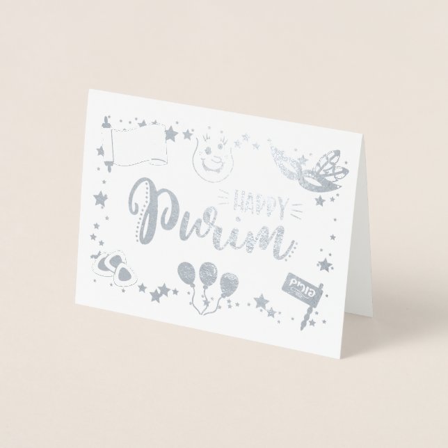 Happy Purim Foil Card (Front)