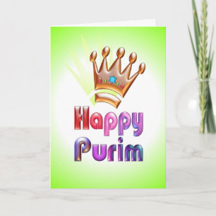 Happy Purim fun card Crown with Star of David