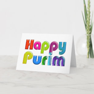 HAPPY PURIM funky colourful greeting card