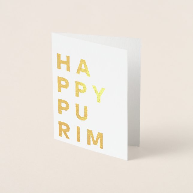Happy Purim Gold Foil Foil Card (Front)
