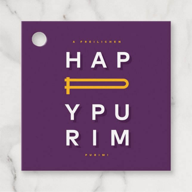 Happy Purim Gragger Favour Tags (Front)