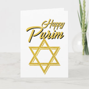 Happy Purim Greeting Card - Golden Star of David
