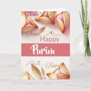Happy Purim Greeting Card - Hamantaschen Pink 