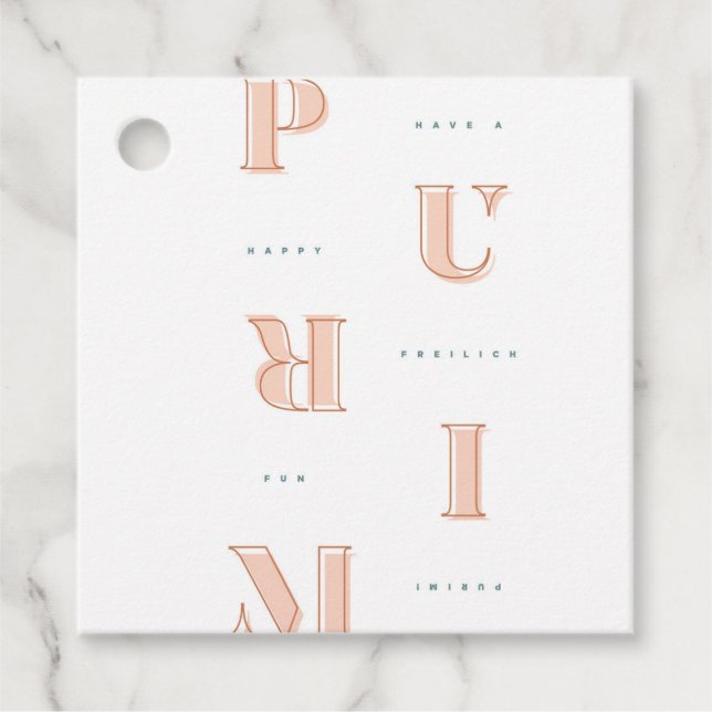 Happy Purim in Neutrals Favour Tags (Front)