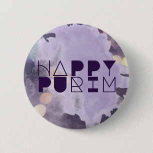 HAPPY PURIM in Purple 6 Cm Round Badge