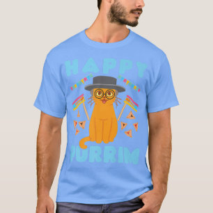 Happy Purim Jewish Holiday Cat Hamantash Men Women T-Shirt