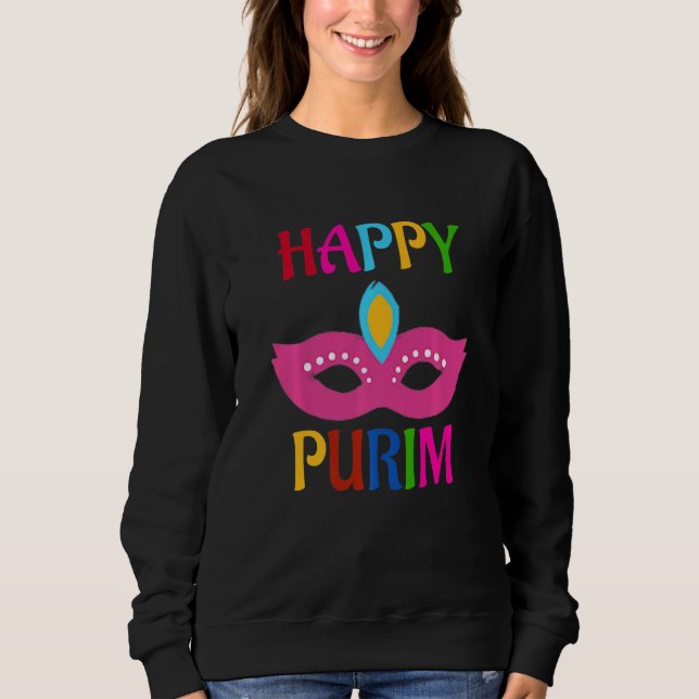 Happy Purim Mask Sweatshirt (Front)