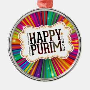 happy purim metal tree decoration