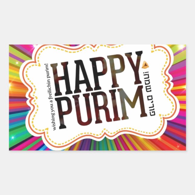 happy purim rectangular sticker (Front)
