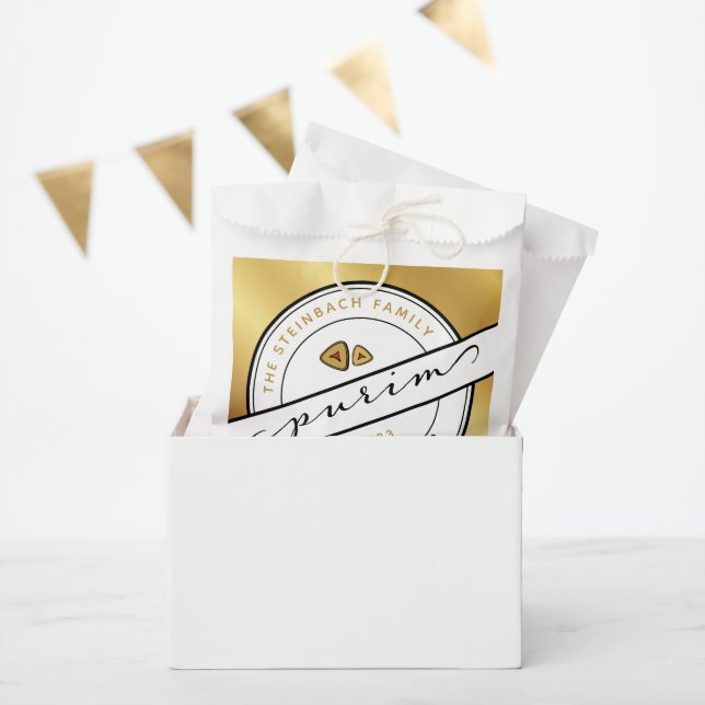 HAPPY PURIM  Script PurimBags with Gold Favour Bags (Party)