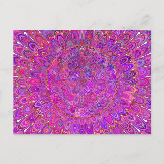 Happy Purple and Pink Mandala Postcard (Front)