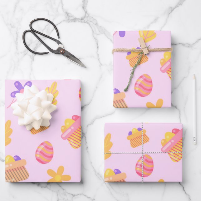 Happy Purple Easter Wrapping Paper Sheet (Front)