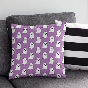 Happy Purple Ghost Pattern Halloween Boo Cushion